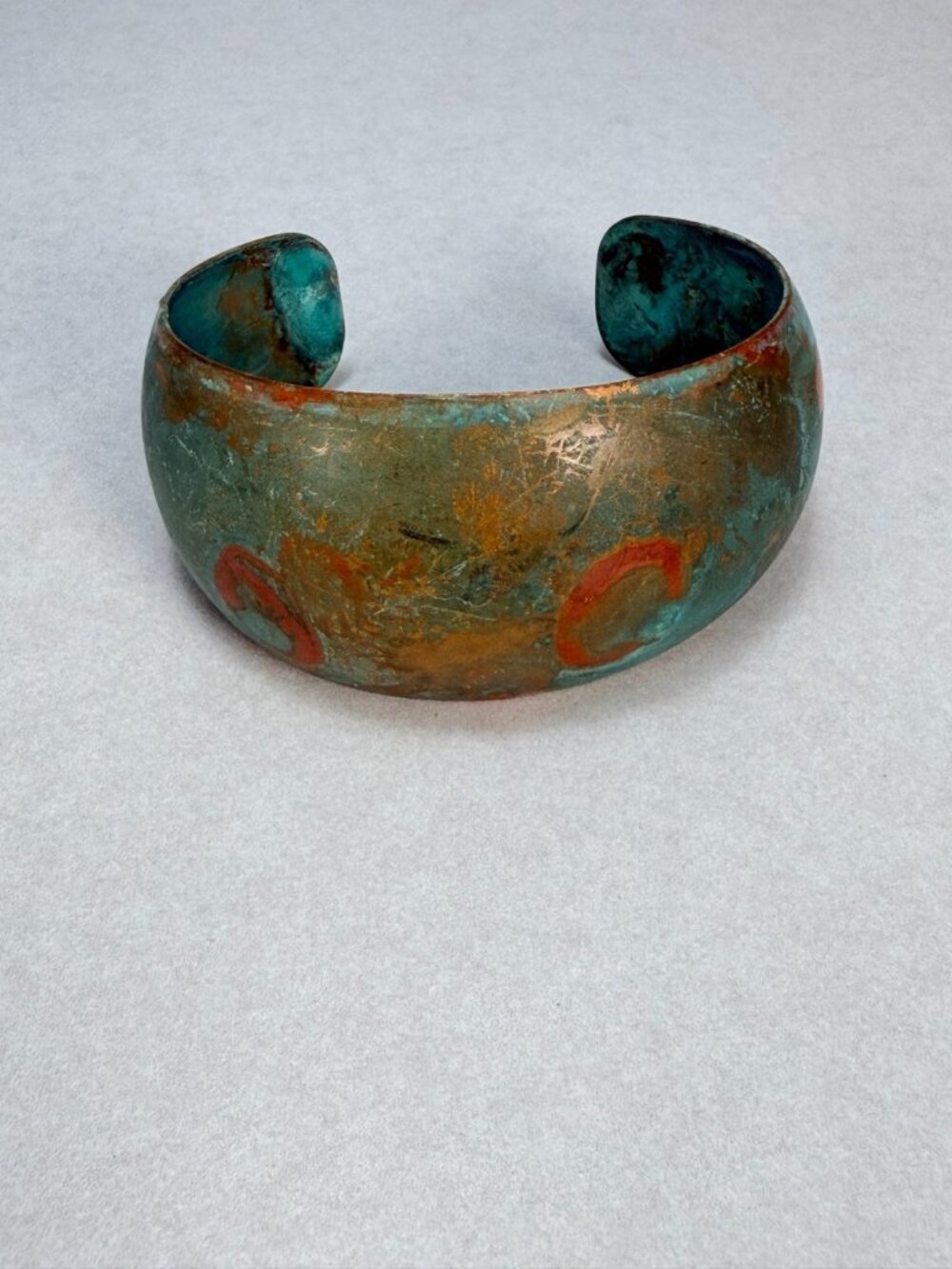 Handcrafted Patina Copper Cuff Bracelet With Copper & Teal.  Unisex